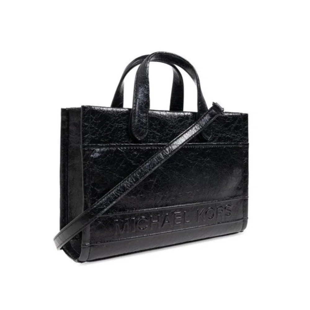 Michael Kors Gigi Black Tote Purse Bag Embossed Logo Women Designer NWT $309